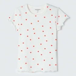 Blusa Manga Curta em Ribana com Frufru Morango Hering - Feminino