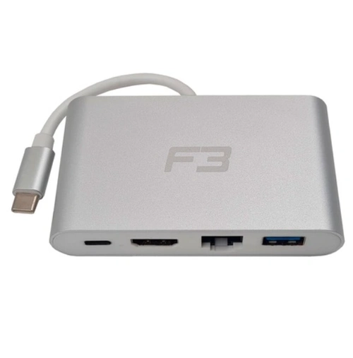 Cabo Adaptador USB-C 3.1 Para HDMI 4K, - USB 3.0 - Type-C - RJ45 JC-TYC-401