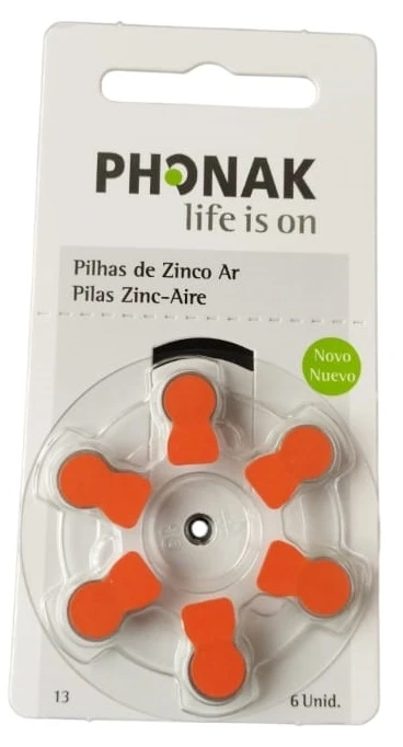 Bateria Auditiva 13 Phonak  1,45V. cartela com 6 unidades.