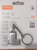 Pen Drive 64gb Mini Metal Chaveiro Tipo-c Usb 3.2 Otg Pnm-78 - Agold