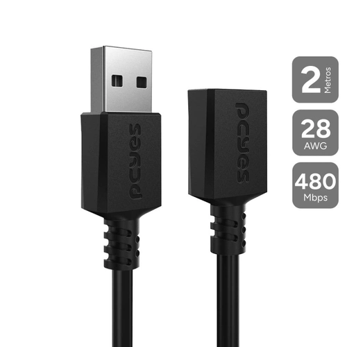 Cabo Extensor Usb a 2.0 Macho P/ Usb a 2.0 Femea - 2 Metros - Puamf2-2