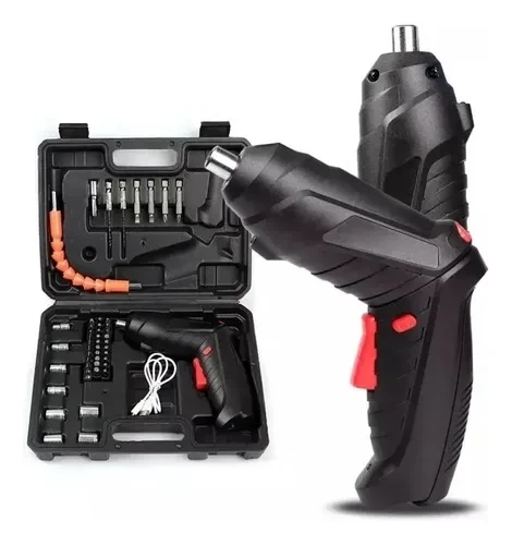 Mini Parafusadeira Elétrica Recarregável 45 Itens + Maleta