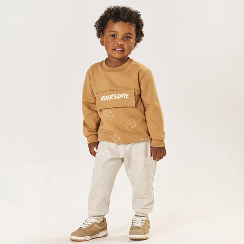 Conjunto Moletom Roarsome Marrom Tileesul - Masculino