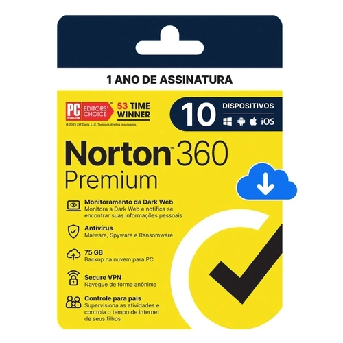 Antivírus Norton 360 Premium - 10 Dispositivos - 12 Meses Esd - 21414573