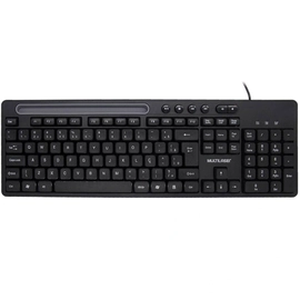 Teclado Multimidia Office Usb Preto Com Apoio para Smartphone Tc262