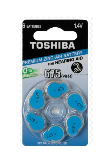Bateria Auditiva 675 - Toshiba 1,4V. cartela com 6 unidades.
