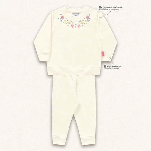 Conjunto Moletom Blusão e Calça Bordado Bebê Fakini - Feminino