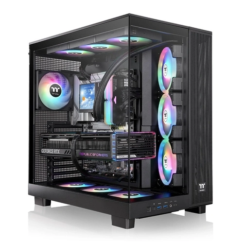 Gabinete Gamer Thermaltake View 380 XL TG, ARGB, Painel de Vidro, MID-Tower, 4x120mm, Black - CA-11E-00M1WN- 00