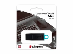 Pen Drive, Kingston, DataTraveler, 64GB, Preto/Azul, DTX/64GBi