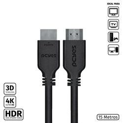 Cabo Pcyes Hdmi 2.0 4k 30awg Puro Cobre 15 Metros - Phm20-15