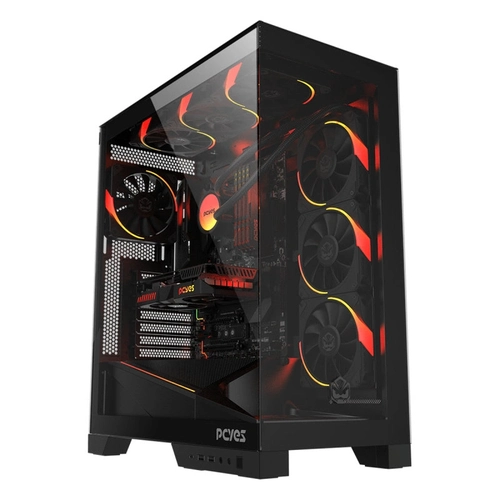 Gabinete Gamer Pcyes Forcefield Flow Black Vulcan - Gfffbv