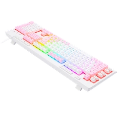 Teclado Redragon Shiva RGB, Com fio, ABNT2, Rosa com Branco - K512WP-RGB