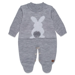 Macacão Manga Longa Tricot Jacquard Coelhinho Masculino  – Mescla