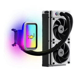Water cooler Hyte Thicc Q60, c/ LCD 5, ARGB, 240mm, 2x120mm, Black/White - FAN-HYTE-Q60-BW