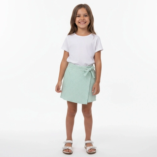 Short Saia Hering Listrado Feminino - Verde