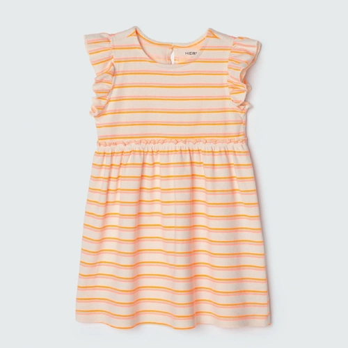 Vestido Meia Manga com Babados Estampado Flores Hering - Feminino