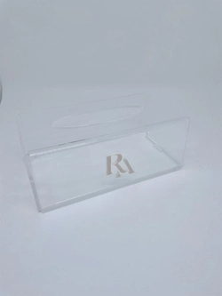 Caixa Luvas/Papel/máscara Cristal - Logo alto relevo inicial ou desenho