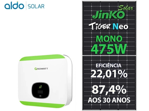 Gerador De Energia Solar Growatt Rosca Dupla Madeira Romagnole Growatt Gf 4,75kwp Jinko Tiger Neo Mono 475w Min 6kw 2mppt Mono 220v