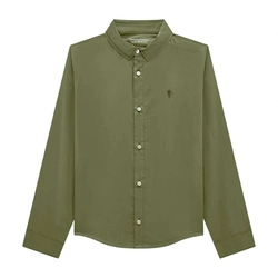 Camisa Social Manga Longa Tricoline Bordada Onda Marinha - Masculina