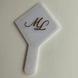 Espelho Madrepérola Branco  - Logo alto relevo inicial ou desenho