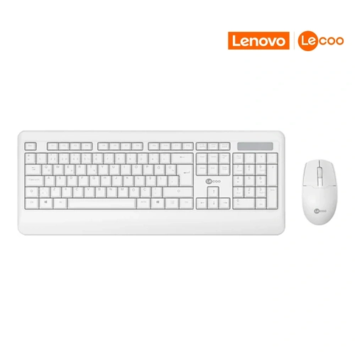 Kit Teclado + Mouse Sem Fio, KW202, Branco, Lecoo