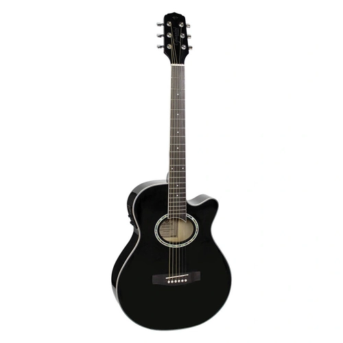 Violão Eletroacústico Aço Mini Jumbo Cutaway Gsf-1d Ceq Bk Preto, Com Afinador e Equalizador