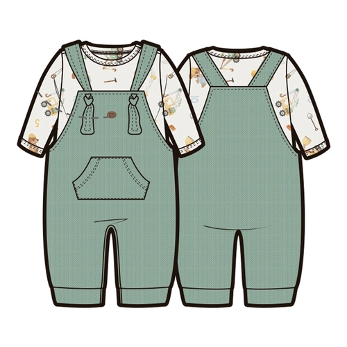 Conjunto Body Manga Longa e Jardineira Suedine e Tricot Masculino – Construtor