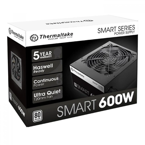 Fonte Thermaltake 600W Smart Séries, 80 Plus, PFC Ativo, PS-SPD-0600NPCWBZ-W