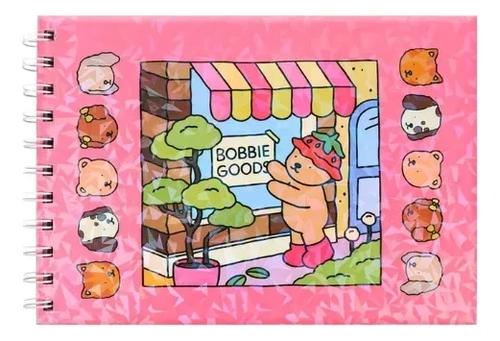 Livro De Colorir Bobbie Goods Original Rosa, Capa Dura Premium Com Brilho Holográfico 50 Folhas