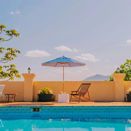 Guarda-sol Ombrelone 2,40m Redondo Viva Vida (Base com Mesa de apoio P)