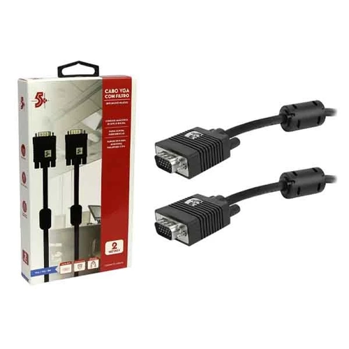 Cabo Vga Macho + Vga Macho - C/ Filtro - Preto - 2m