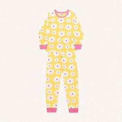 Conjunto Pijama Longo Flores Amarelo Fakini - Feminino