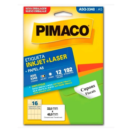 Etiqueta Adesiva Pimaco A5Q3348 33,0 X 48,0mm com 12 Folhas