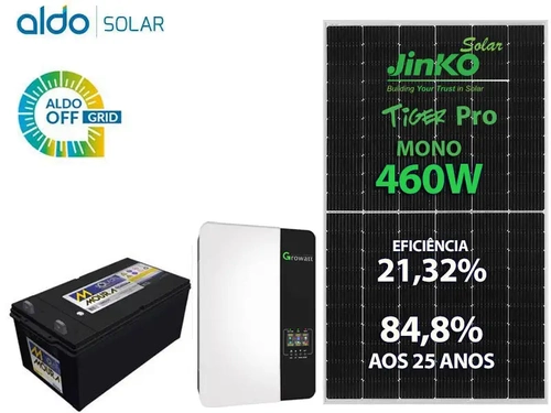 Gerador De Energia Solar Growatt Off Grid Sem Estrutura Growatt Gf 1,84kwp Spf 3kva Mppt Mono 220v 4,8kwh