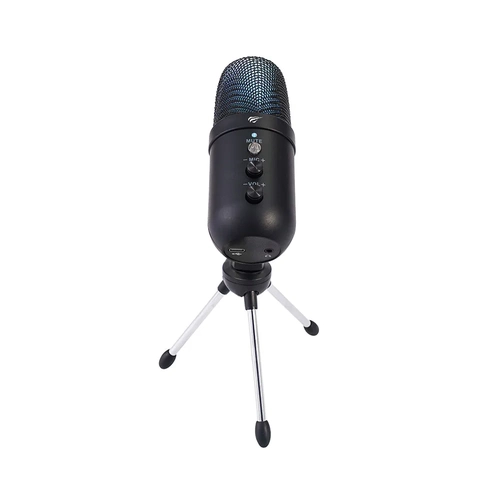 Microfone Gamer Havit GK51 , USB, RGB, Tipo C - GK51 Preto