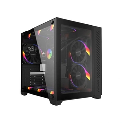 Gabinete Gamer Forcefield Black Vulcan - Frontal e Lateral Em Vidro - Pcyes - Gffbvp