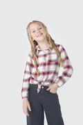 Camisa Xadrez Vermelha Amarração Hering - Feminina