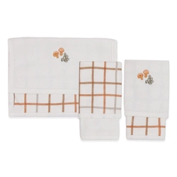 Kit de 2 Toalhas de Boca Cogumelos Suedine com Forro Atoalhado Unissex - Ursinhos