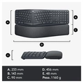 Teclado Ergononico Logitech K860 ERGO, Layout US, Descanso de Pulso, Conexao Bluetooth e USB, Sem Fio - 920-009169