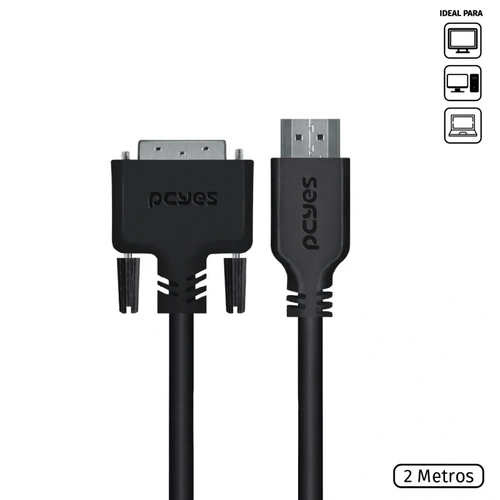 Cabo PCYES DVI-D para HDMI 2.0 2 Metros - PDHM20-2