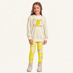 Conjunto Blusão Malha e Legging Fresh Mood Amarelo Fakini - Feminino