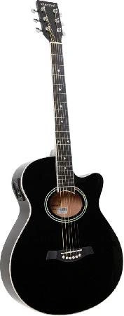 Violão Eletroacústico Aço Mini Jumbo Cutaway Gsf-1r Ceq Bk Preto, Com Equalizador e Afinador