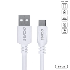 Cabo para Celular Smartphone Usb a 2.0  para Usb Tipo c 50 Cm Branco - Puacb-05