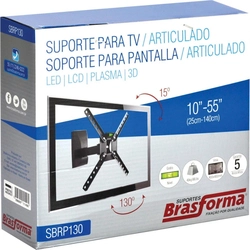 Suporte para Tv Lcd de 10 a 55 Modelo Articulado Com Inclinação de Até 15° Sbrp130 Preto