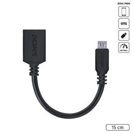 Adaptador Otg Micro Usb para Usb 2.0 15cm Preto Conexão Com Celulares Smartphones Tablets - Pamup-15