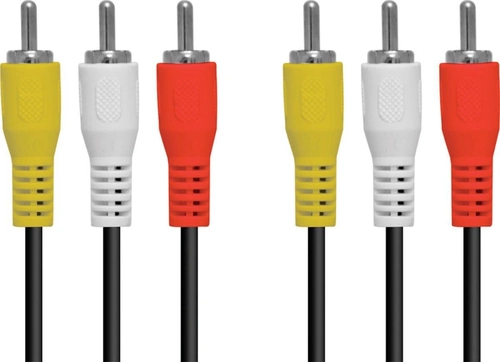 Cabo 3 Rca x 3 Rca para Áudio e Vídeo 1.5 Metros - (pacote C/ 10)