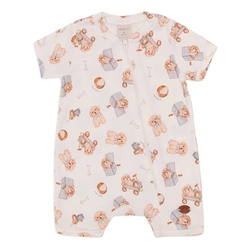 Macacão Manga Curta Zíper Estampado Suedine Masculino – Cachorrinhos