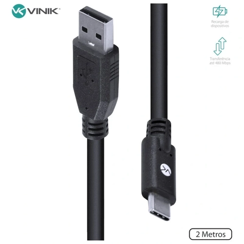 Cabo Usb-c Tipo-c Para Usb-a 2.0 Vinik 2 Metros - C20uam-2