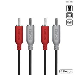 Cabo de Áudio 2 RCA x 2 RCA Pcyes 2 Metros - P2R-2