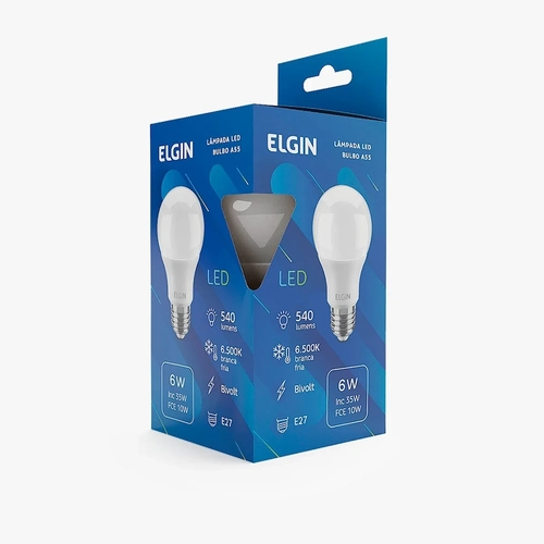 Lampada Bulbo Led Elgin A55 6W 6500K Branco-Bivolt